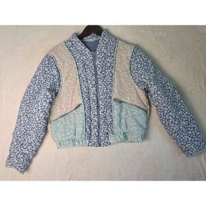 Blank NYC Women's Size XS Jacket Floral Puffy Blue Green Brown